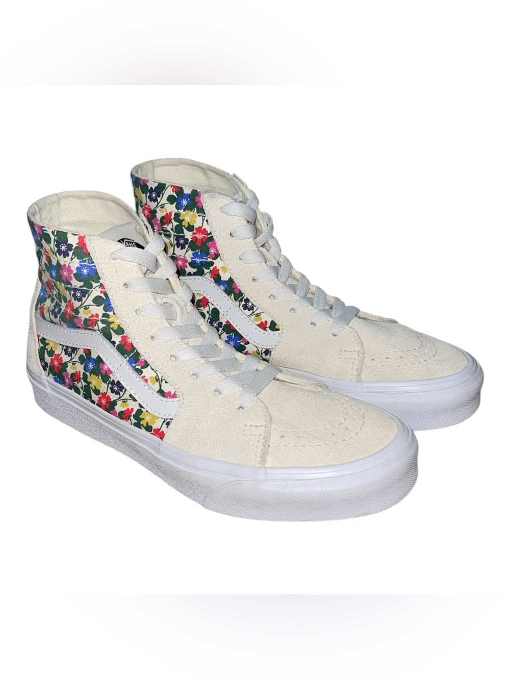 Vans Sk8-Hi Tapered Floral White Suede Canvas High Top Sneakers Women’s Size 7